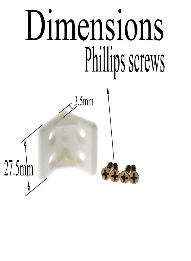 رولينج 8 قطع من دعامات زاوية بلاستيكية على شكل حرف L بأربعة ثقوب، دعامات زاوية قائمة للأثاث، مع براغي تثبيت غاطسة، ملحقات تركيب لدعم الرفوف، 2.8 × 2.8 سم، لون أبيض - Image 3